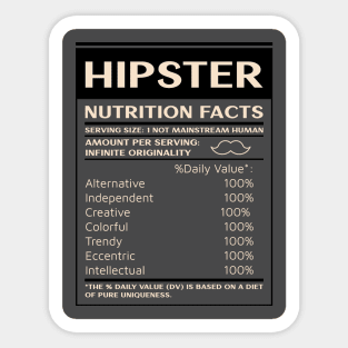 Hipster Nutrition Facts Sticker